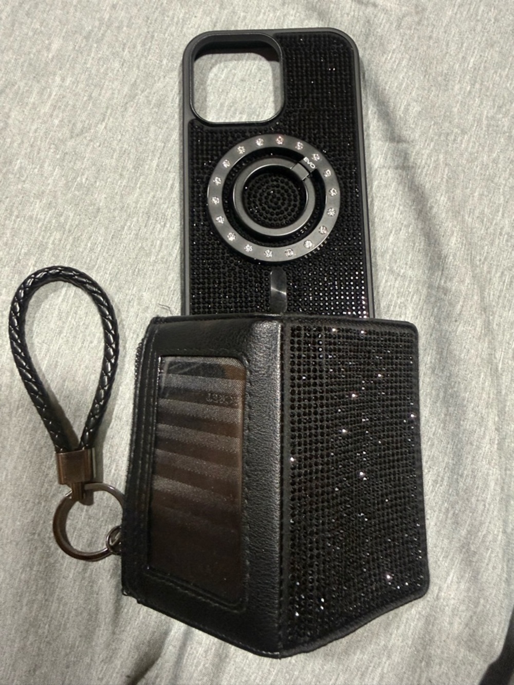 Victoria's Secret card wallet with matching black Sparkle Phone Case